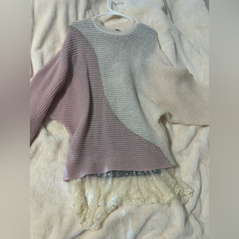 ANDREE BY UNIT Pink and Cream Sweater Dress